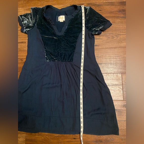 Anthropologie Maeve Ingrid velvet tunic short dress navy blue small petite - Picture 5 of 8